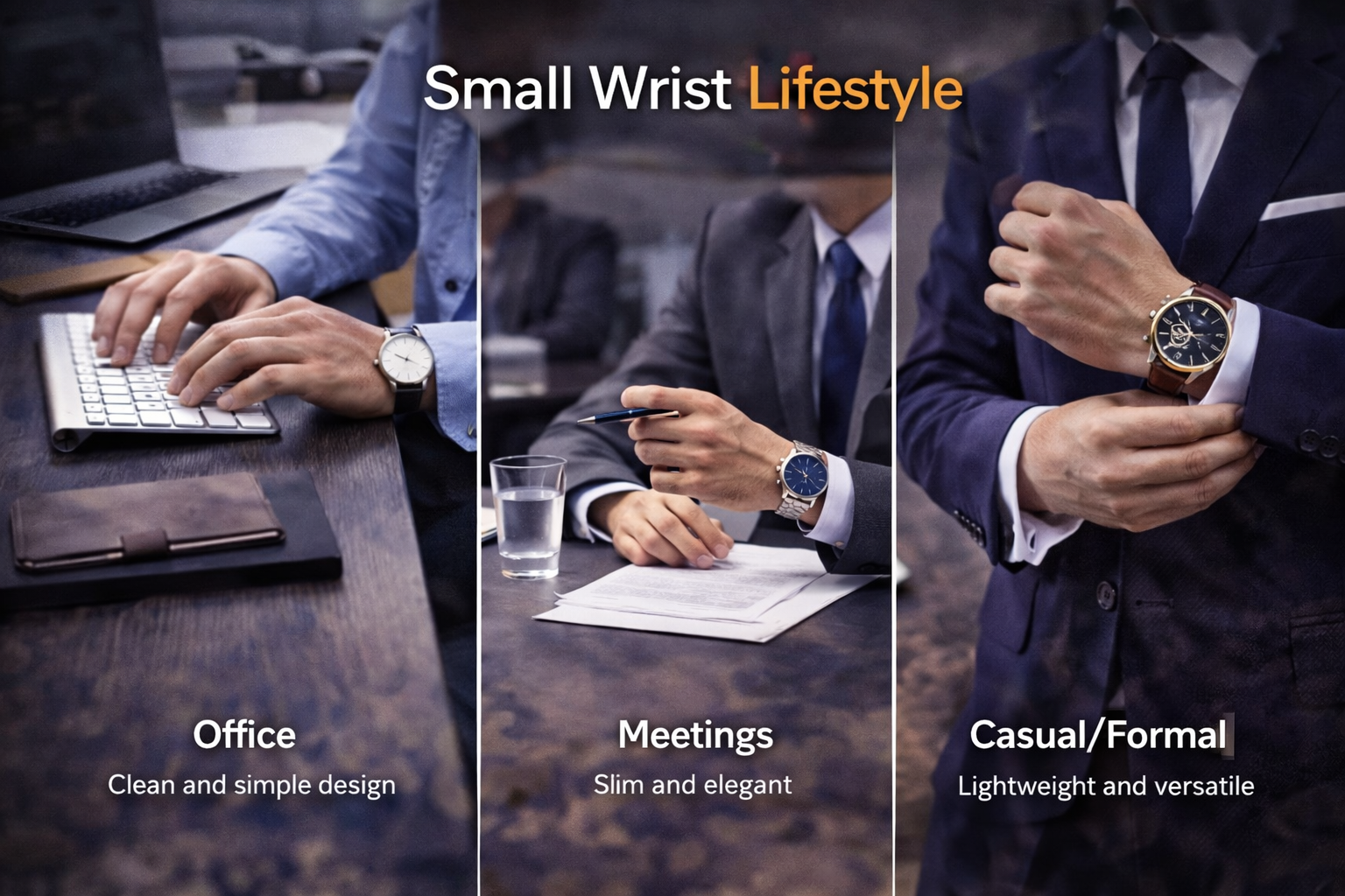 Watches properly fitted on small wrists, showing balanced proportions and comfortable everyday wear.