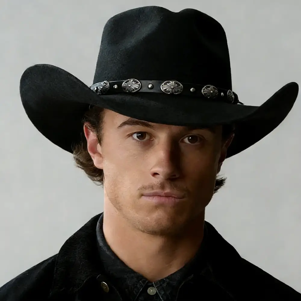 Wool Felt Cowboy Hat - Black