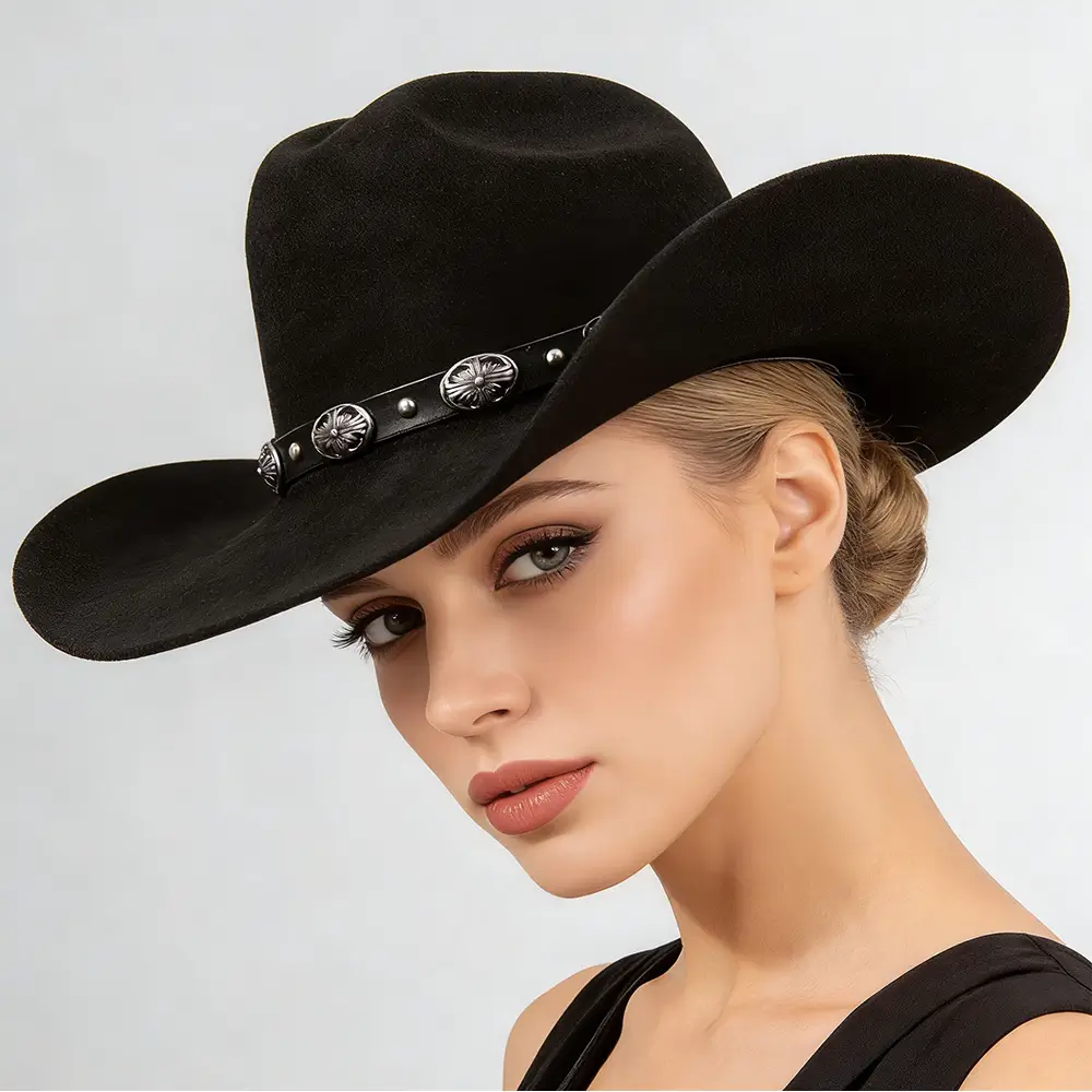 Wool Felt Cowboy Hat - Black