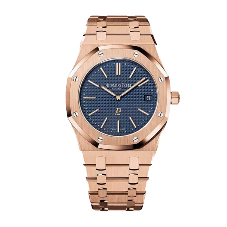 audemars piguet royal oak pink gold blue dial replica 1