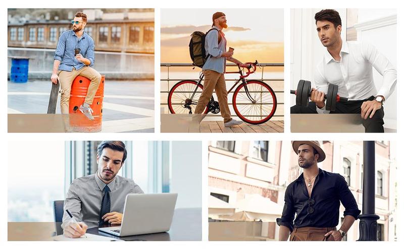 Alimens&Gentle Dress Shirts 16-Way Stretch Slim Fit Long Sleeve Button Down Shirts Wrinkle Free Traveler Shirts