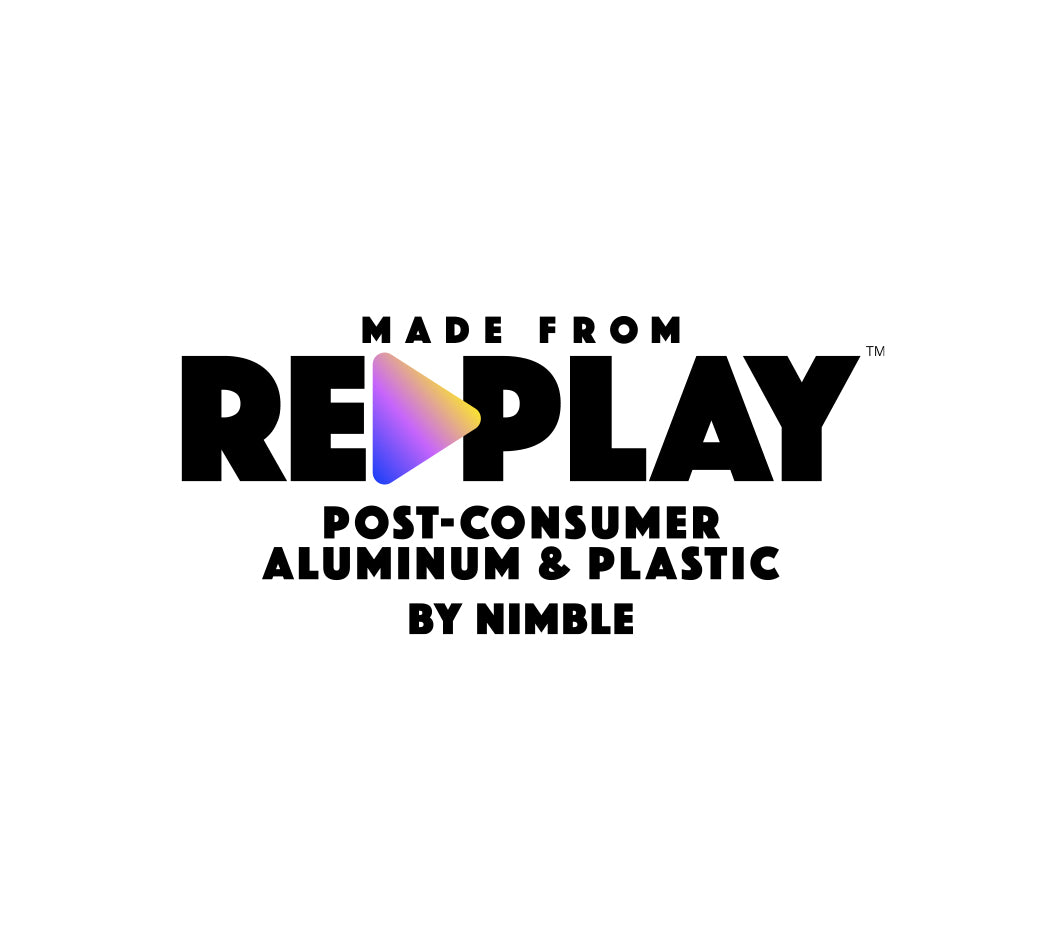 Made from recycled aluminum and plastic by Nimble.