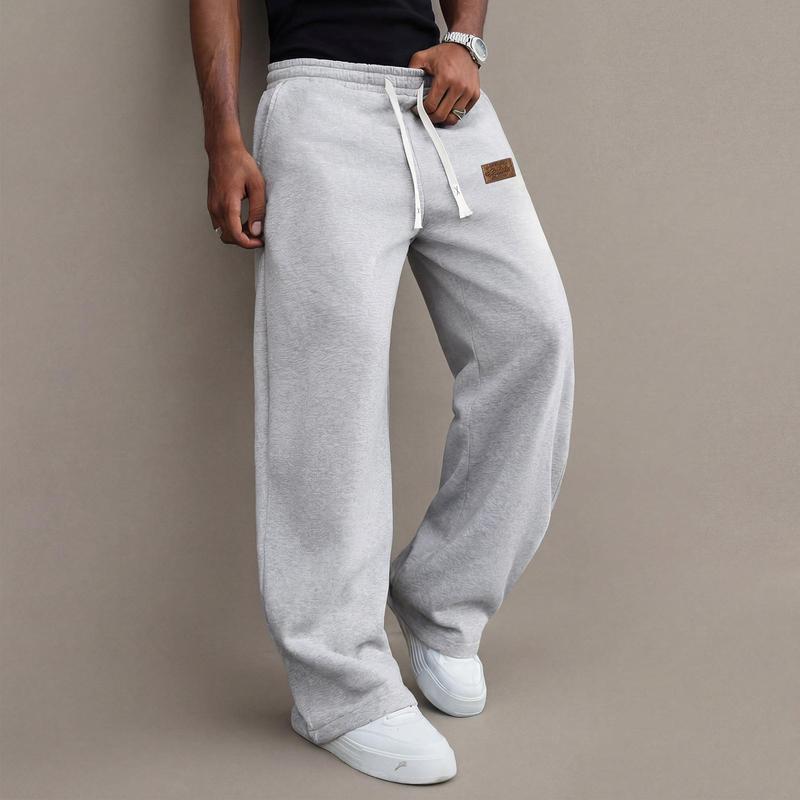 Autumn And Winter Men's Casual Pants Cotton Blend Stretch Comfortable Sports Casual Trousers Men Loose Straight Cut Daily Commuter Men's Long Pants With Drawstring Versatile Casual Sweatpants For Men simple casual