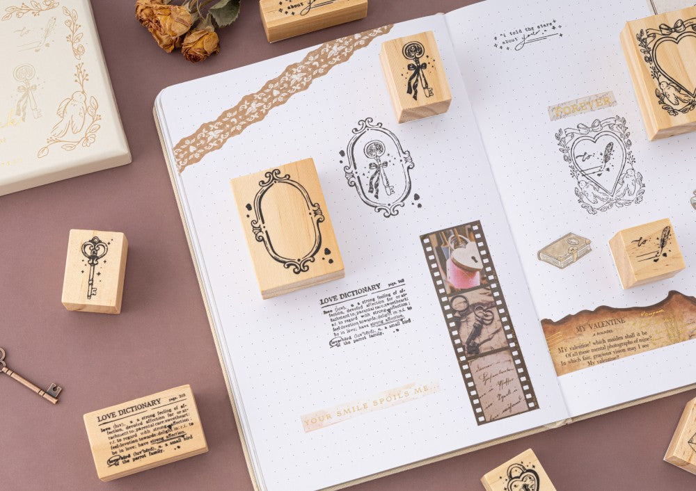 Love Lock stamps and washi on bullet journal