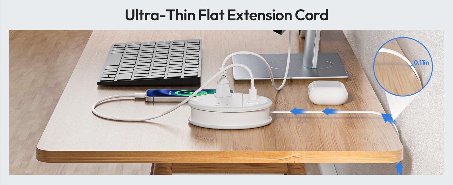 Ultra-Thin Flat Extension Cord