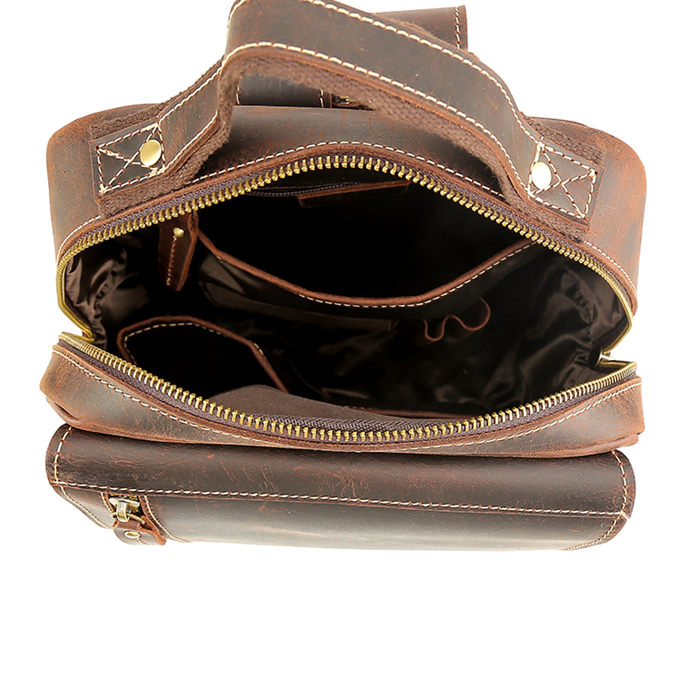 Pockets Show and Large Capacity of Leather Backpack