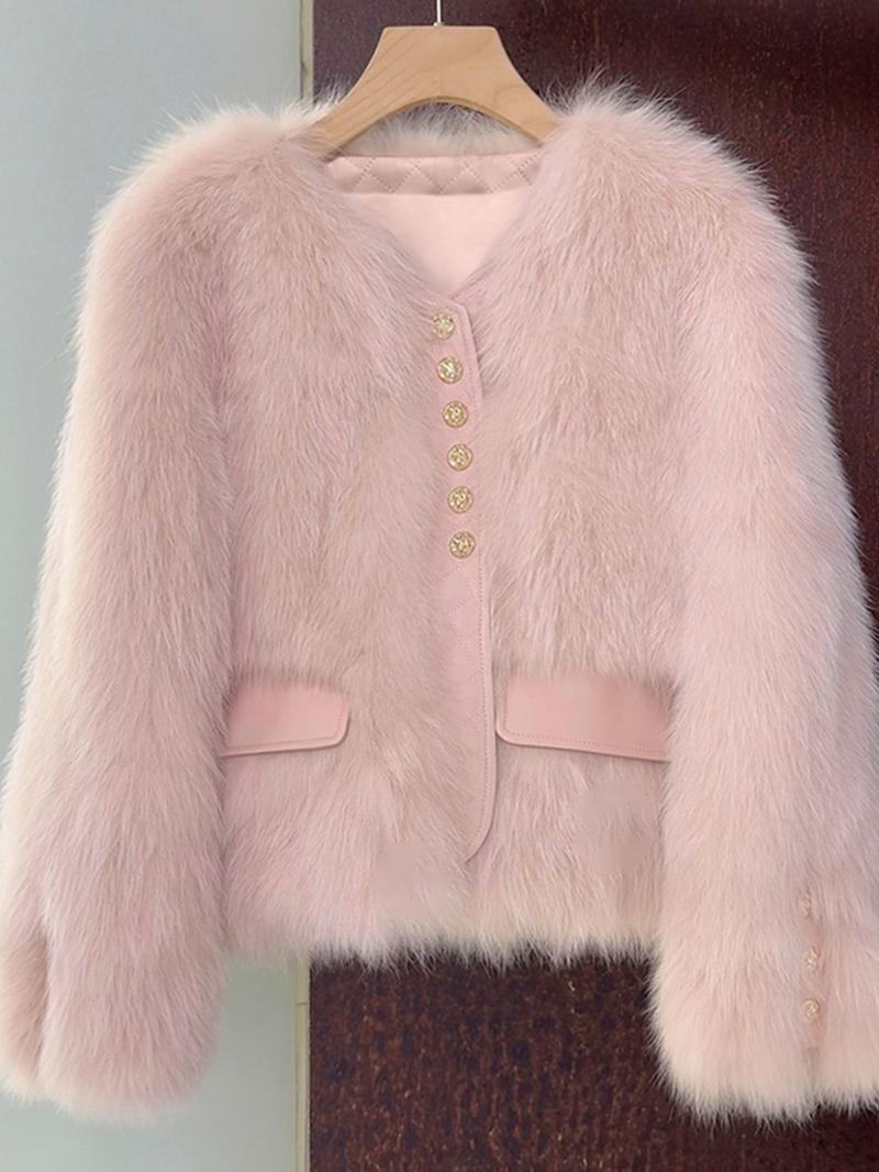 Women's Faux Fox Fur Coat Short Section Autumn Winter New Style Korean Version Commuting Real Fur Patchwork Outerwear