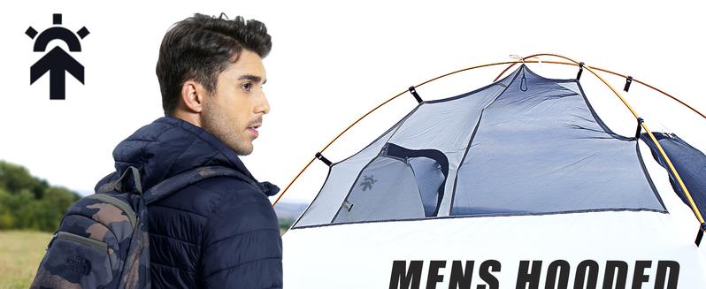 Pioneer Camp Mens Lightweight Packable Outdoor Puffer Jacket Hooded Insulated Thermal Puffy Winter Heated Jackets for Running Travle Casual Alternative Breathable Bubble Cotton Elastic Menswear Outdoor Coat