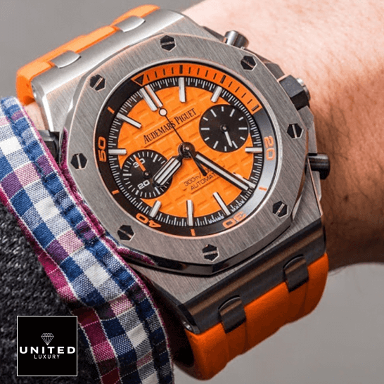 Audemars Piguet Royal Oak 26703 Orange Dial Replica on the man wrist