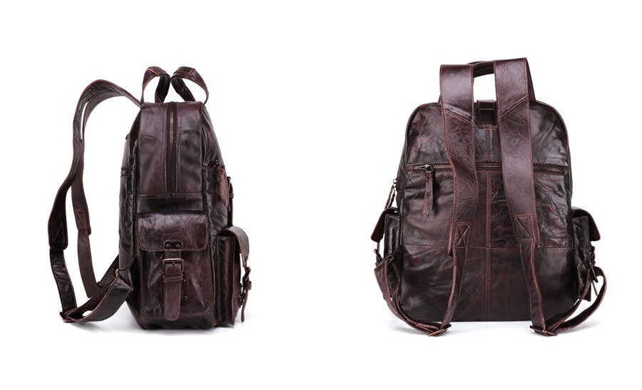 Color&nbsp;Coffee Side Display of Woosir Backpack Vintage Genuine Leather