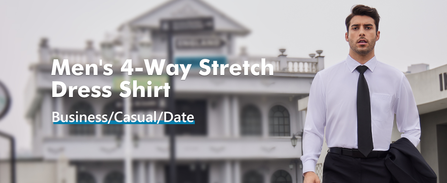 business casual stretch dress shirt men