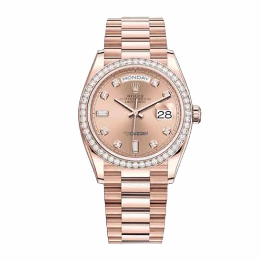 rolex day date 36 rose diamond dial automatic everose gold president 128345pdp replica