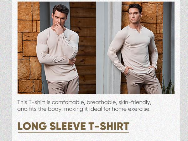 JMIERR Men's Plain Casual Muscle Shirts for Men Slim Fitted T Shirt V-Neck Longline Ribbed Tees Shirts Long Sleeve Gym Workout Athletic Menswear Tops,Men's clothing for Daily Wear,Fashion Outfits 2025