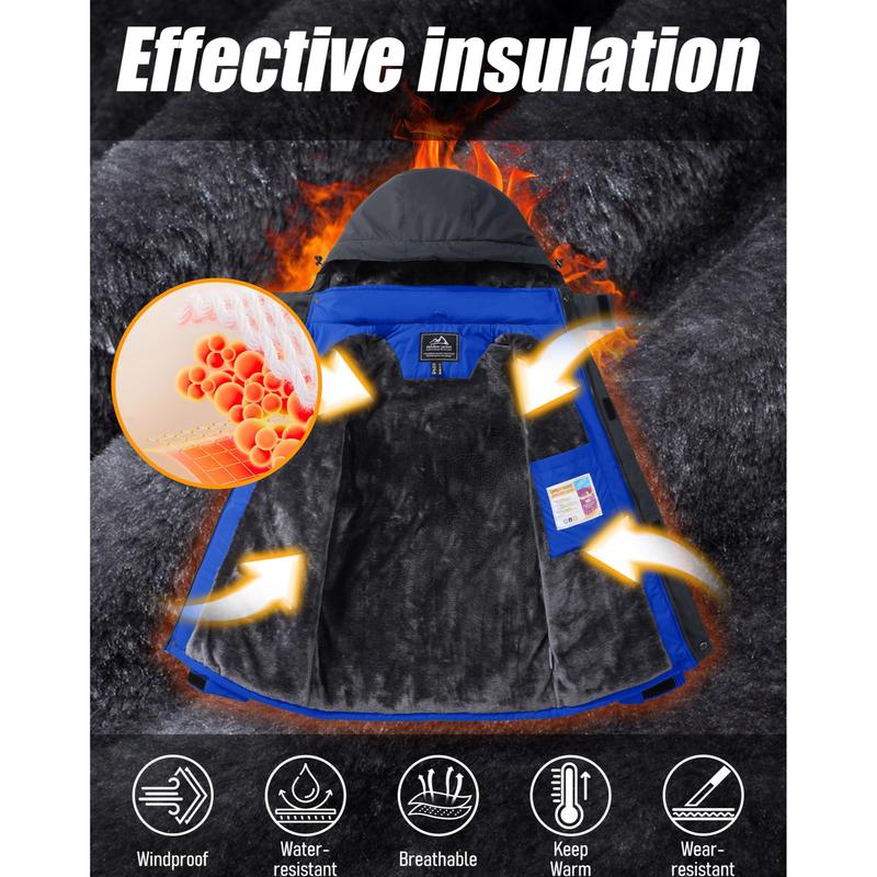 MAGCOMSEN Men's Winter Coats Water Resistant Ski Snow Jacket Warm Fleece Parka Raincoats with Multi-Pockets