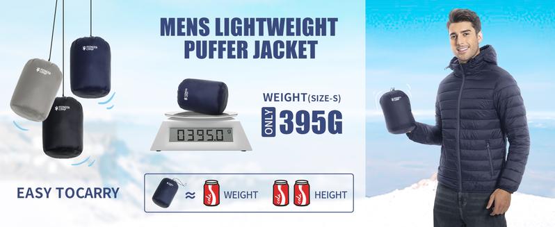 Pioneer Camp Mens Lightweight Packable Outdoor Puffer Jacket Hooded Insulated Thermal Puffy Winter Heated Jackets for Running Travle Casual Alternative Breathable Bubble Cotton Elastic Menswear Outdoor Coat