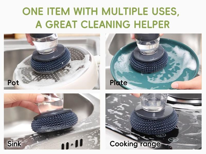 Automatic Liquid Filling Good Handle Soap Dispense Palm Kitchen Brush for Bowl Sink Cleaning Pot Comfortable