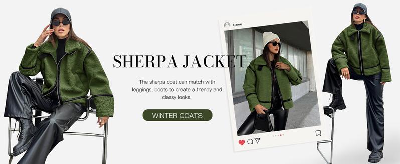 Imily Bela Womens Winter Faux Fur Coats Fleece Zip up Sherpa Moto Jackets Trendy Warm Leather Patchwork Outerwear