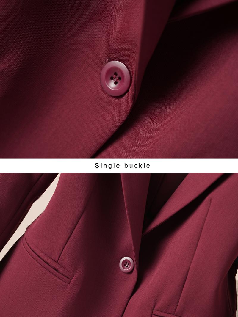 Elegant Women's Blazer Jacket, Fitted Woven Fabric, Long Sleeve Plain Design, Perfect for Office & Spring Autumn Wear