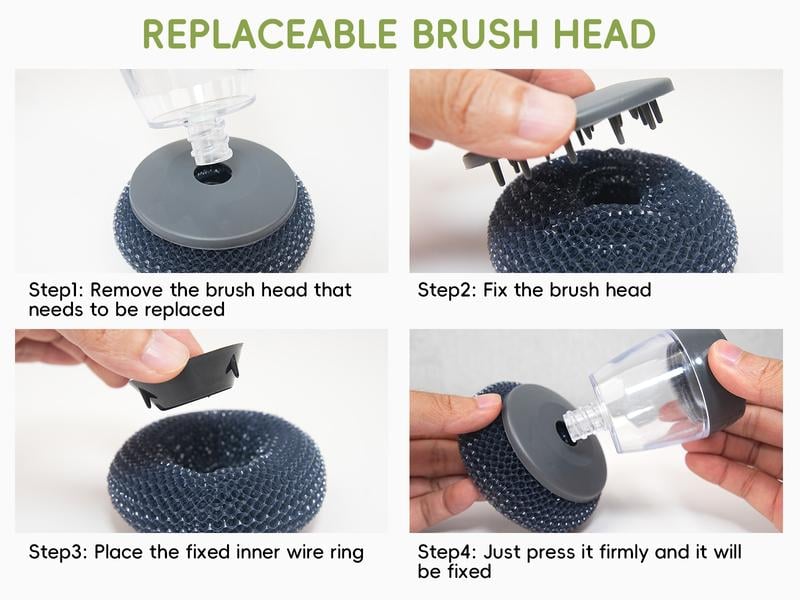 Automatic Liquid Filling Good Handle Soap Dispense Palm Kitchen Brush for Bowl Sink Cleaning Pot Comfortable
