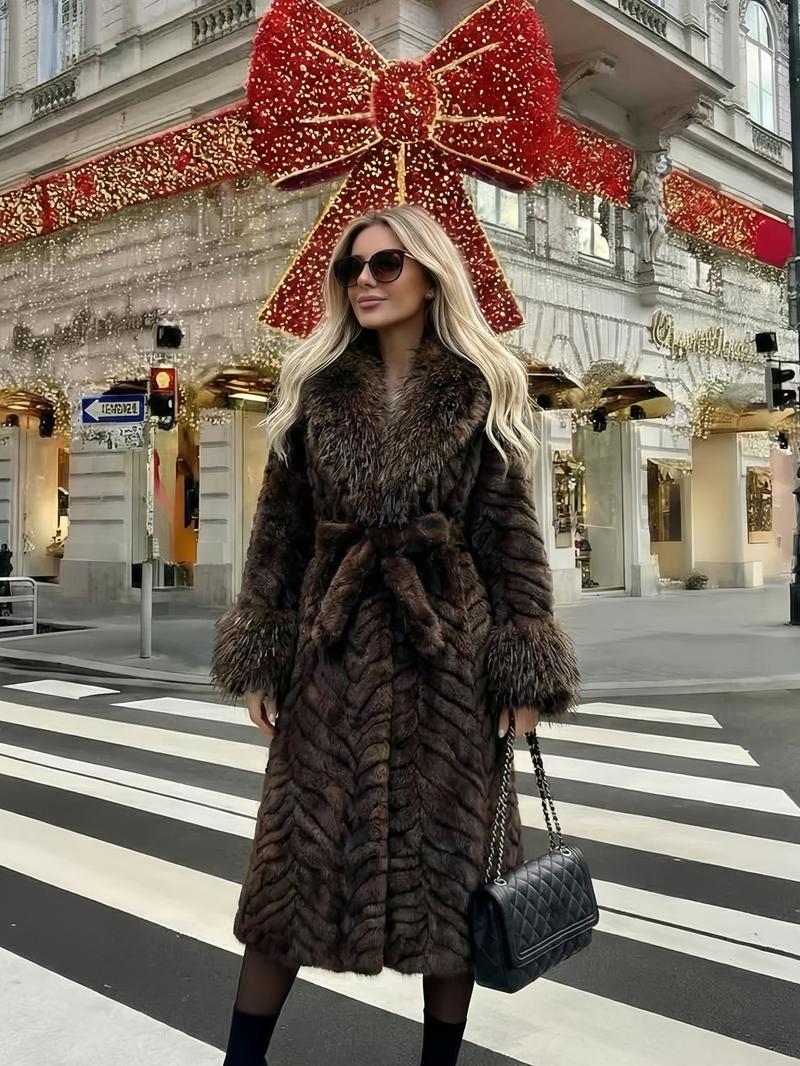 Women's Faux Fur Coat, Winter Fashionable Long Sleeve Jacket, Casual Warm Outerwear, Stylish Women's Clothing for Daily Wear