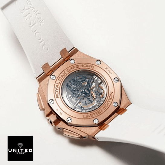 Audemars Piguet Gold Case White Rubber Bracelet Replica upside view