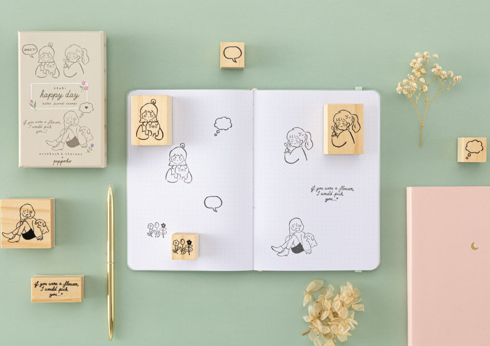 Happy Day stamp swatch on bullet journal page