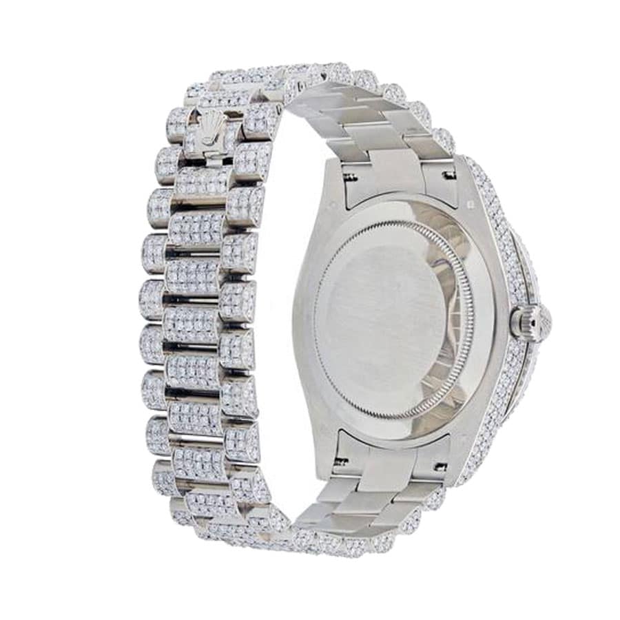 rolex day date president white gold diamond 218239 black dial iced out replica
