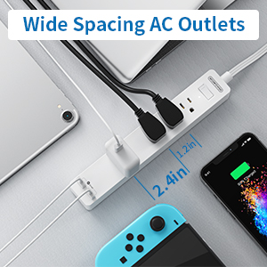 power strip wide spaced outlets