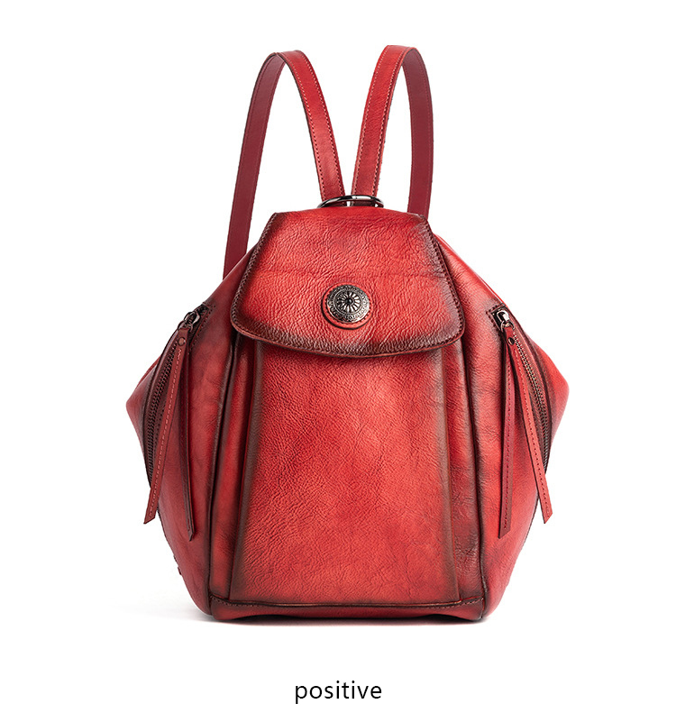 Color Red Front View of Vintage Backpack