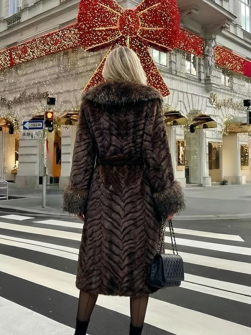 Women's Faux Fur Coat, Winter Fashionable Long Sleeve Jacket, Casual Warm Outerwear, Stylish Women's Clothing for Daily Wear