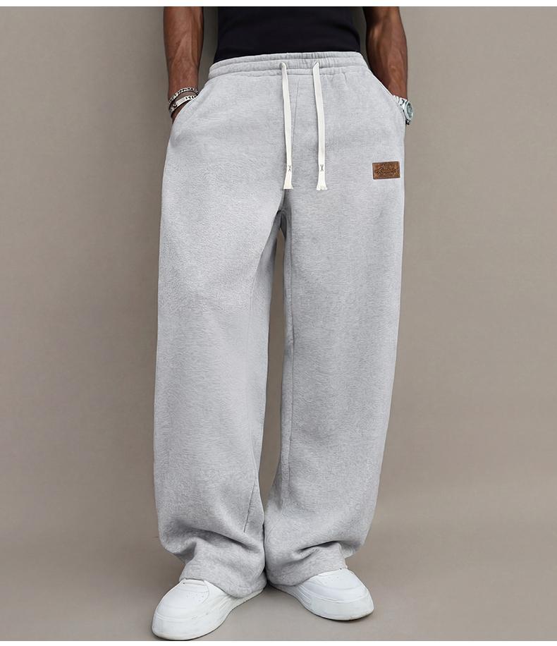 Autumn And Winter Men's Casual Pants Cotton Blend Stretch Comfortable Sports Casual Trousers Men Loose Straight Cut Daily Commuter Men's Long Pants With Drawstring Versatile Casual Sweatpants For Men simple casual