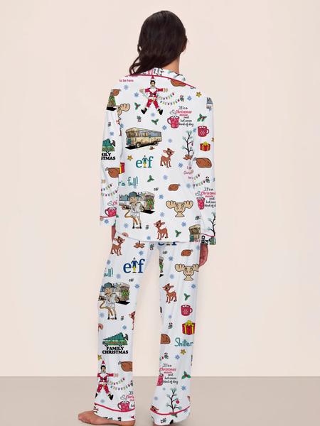 【Christmas Pajamas】Women's Christmas Pajama Set, Elegant Long Sleeve Top & Pants, Comfortable Home Wear, Fall Winter, Cute Holiday Gift Idea，christmas movie,Pajama Day,Pajama Party,christmas Vacation,EIF,Clark Christmas, Loungewear