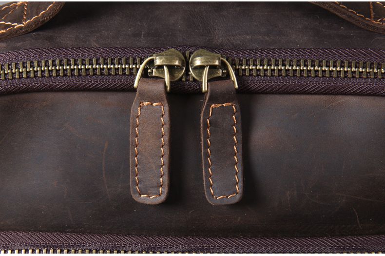 Zipper Show of Woosir Men's Real Leather Backpack