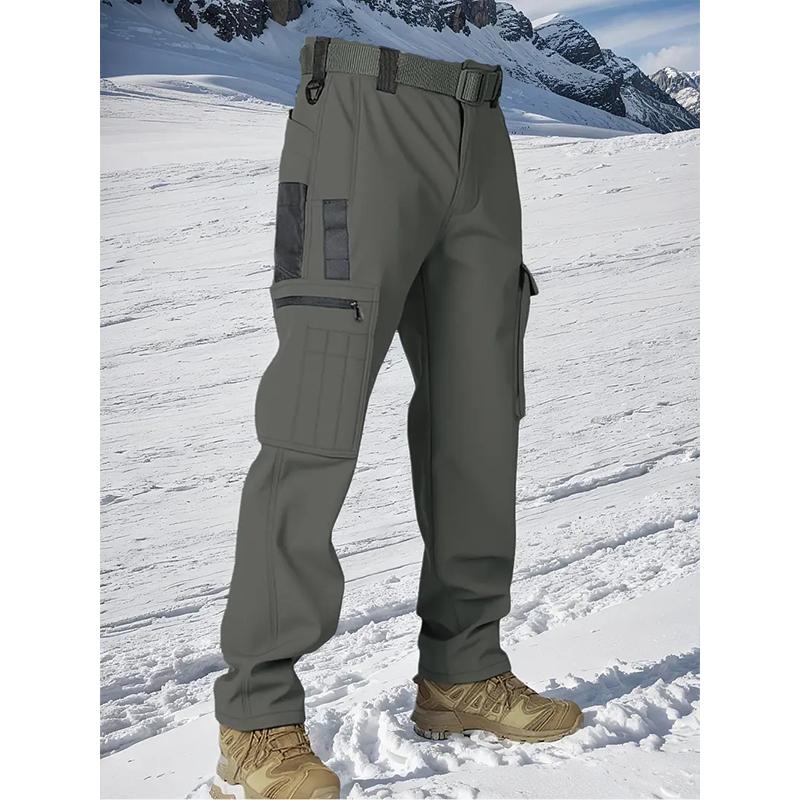 HOMUG Men's Tactical Sport Pants, Multi-Pocket Windproof and Warm Fleece Pants, Suitable for Outdoor Activities, Sports and Casual Wear, Soft Shell Fabric, Suitable for Wearing in Autumn and Winter.