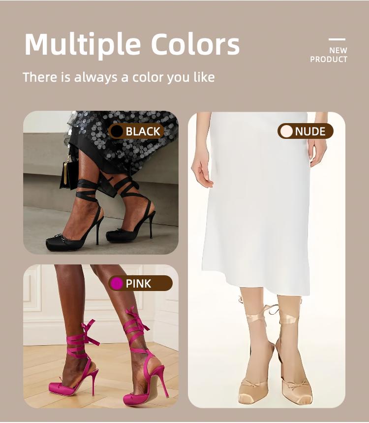 AOSPHIRAYLIAN Elegant Fashionable Ladies High Heeled Square Toe Ankle Strap Satin Bow Ballet Toe Cap Bottom Lace Up Slingback Pumps Strappy Sandals Stiletto Mary Janes Elegant Party Shoes