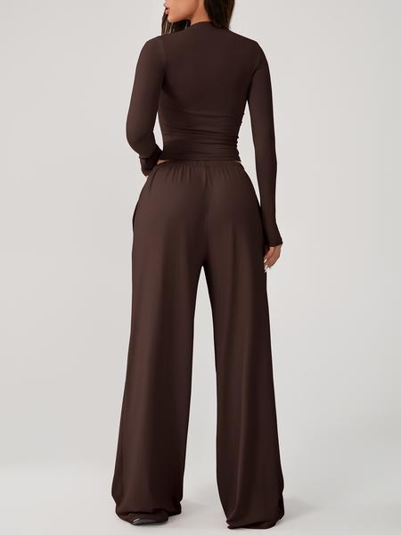 Two Piece Set Women's Home Clothing Set Soft and Skin Friendly Long Sleeved T-shirt Loose and Wide Leg Pants with Adjustable Drawstring Daily Leisure Travel Airport Travel Home Wear Women's Pajamas Set, Womenswear