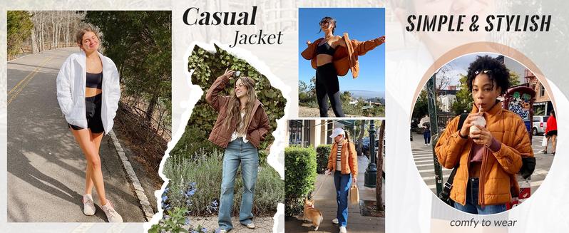 Tanming Women's Lightweight Quilted Puffer Jacket Long Sleeve Full Zip Casual Padded Coat with Side Pockets TikTokShopBlackFriday