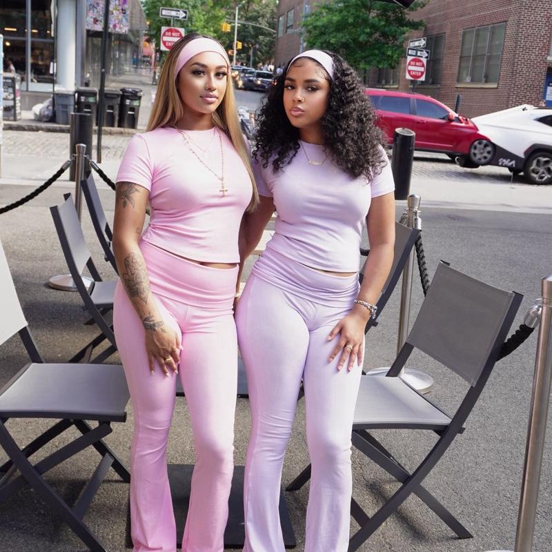 Women’s Soft Fold Over Set With Headband 3 Piece Set 2 Piece Set Slim Fit Loungewear Matching Set two