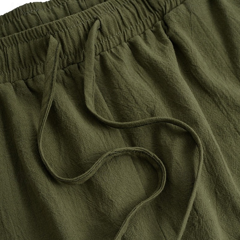 Men's Cargo Pants Trousers Summer Pants Beach Pants Gauze Pants Drawstring Elastic Waist Multi Pocket Plain Comfort Breathable Outdoor Daily Holiday Fashion Classic Style Black White 2025 - HK $181.2 –P6