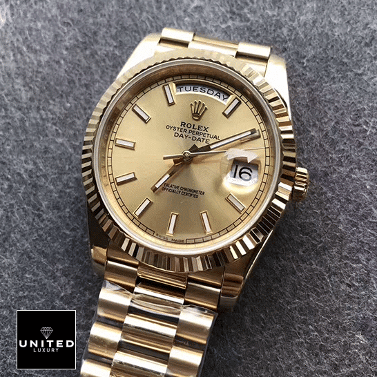 Rolex Day-Date 40 228238-0003 EW Yellow Gold Champagne Dial Replica