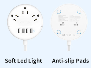 Flat Plug Extension Cord Power Strip with USB Ports Mounted Extension Cord with Multiple outlets