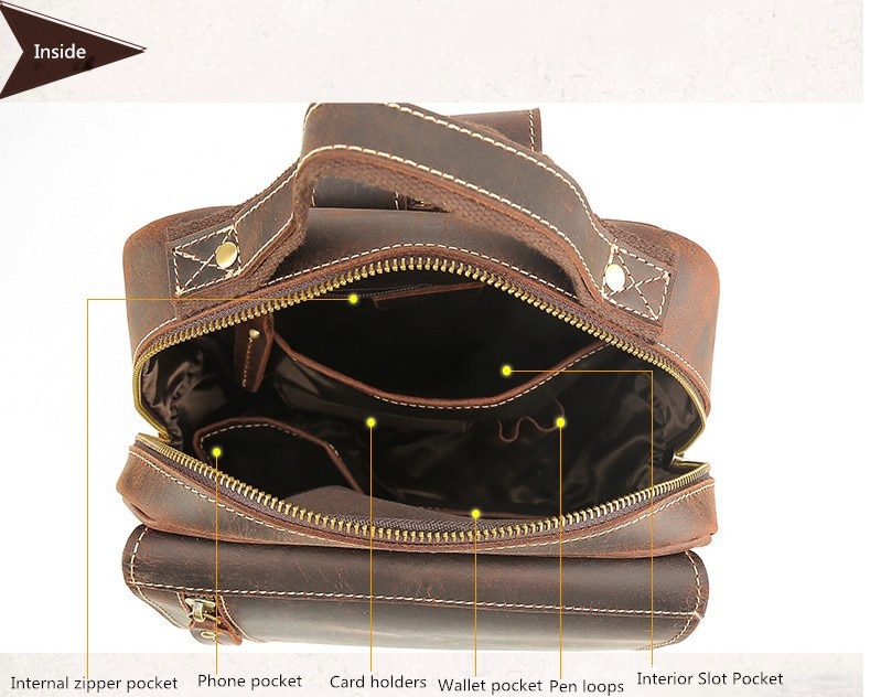 Pockets Show and Large Capacity of Leather Backpack