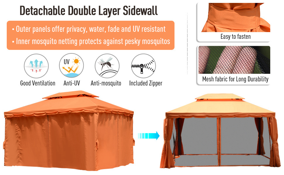 Aluminum Frame Gazebo Canopy Double Tier Garden Shelter