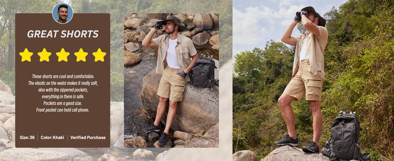 Product Introduction of MAGCOMSEN Men's Hiking Cargo Shorts 9" Quick Dry Lightweight Summer Casual Shorts for Men Work Golf Outdoor 5 Pockets Springtok 3