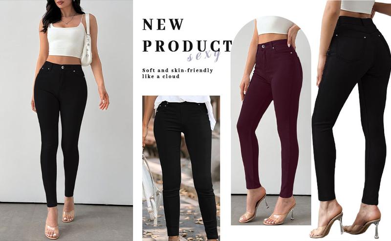 GILIPUR Y2K Women's Plain Pocket Button Leggings, Casual Comfy Skinny Pants for Yoga Gym Workout, Ladies Bottoms for Fall & Winter,T-Chic