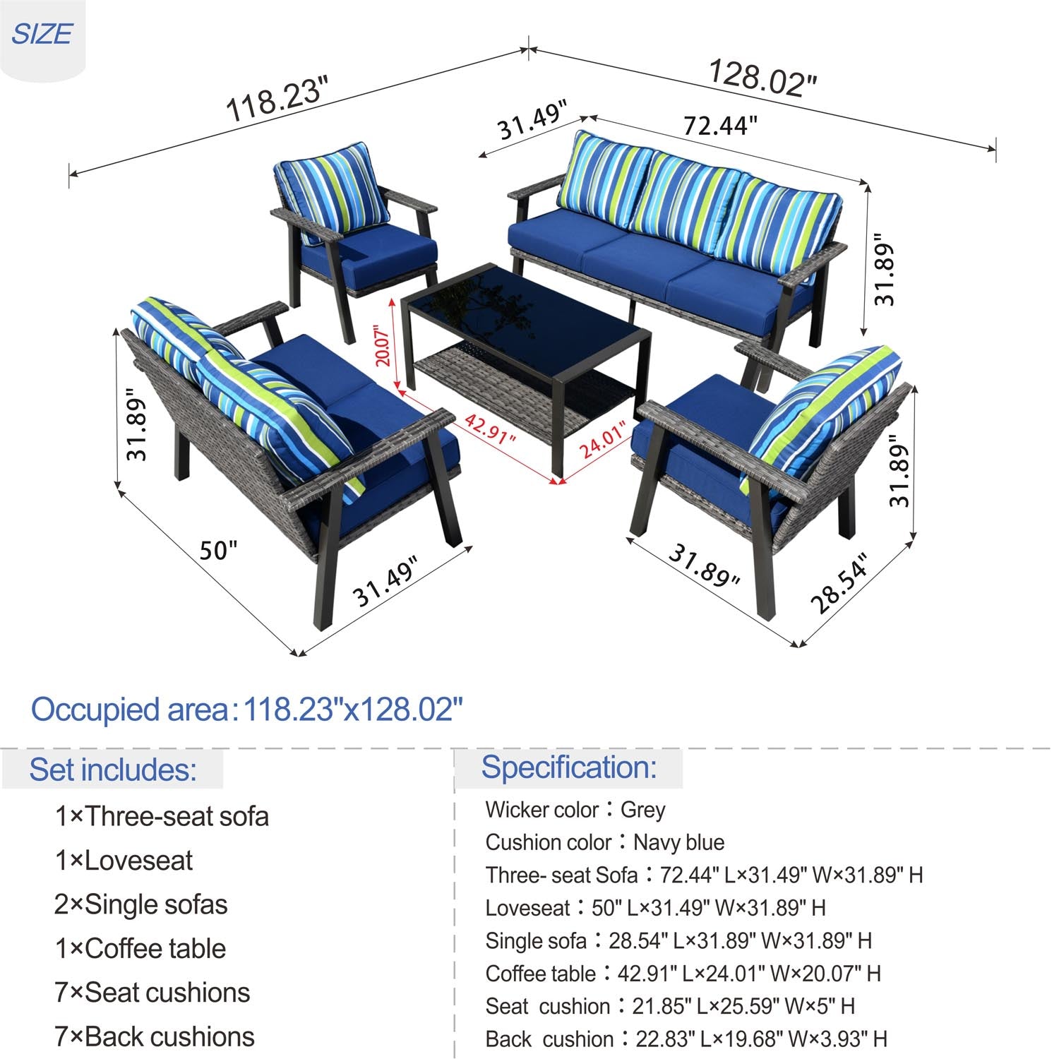 Ovios Patio Furniture Set 6 Piece