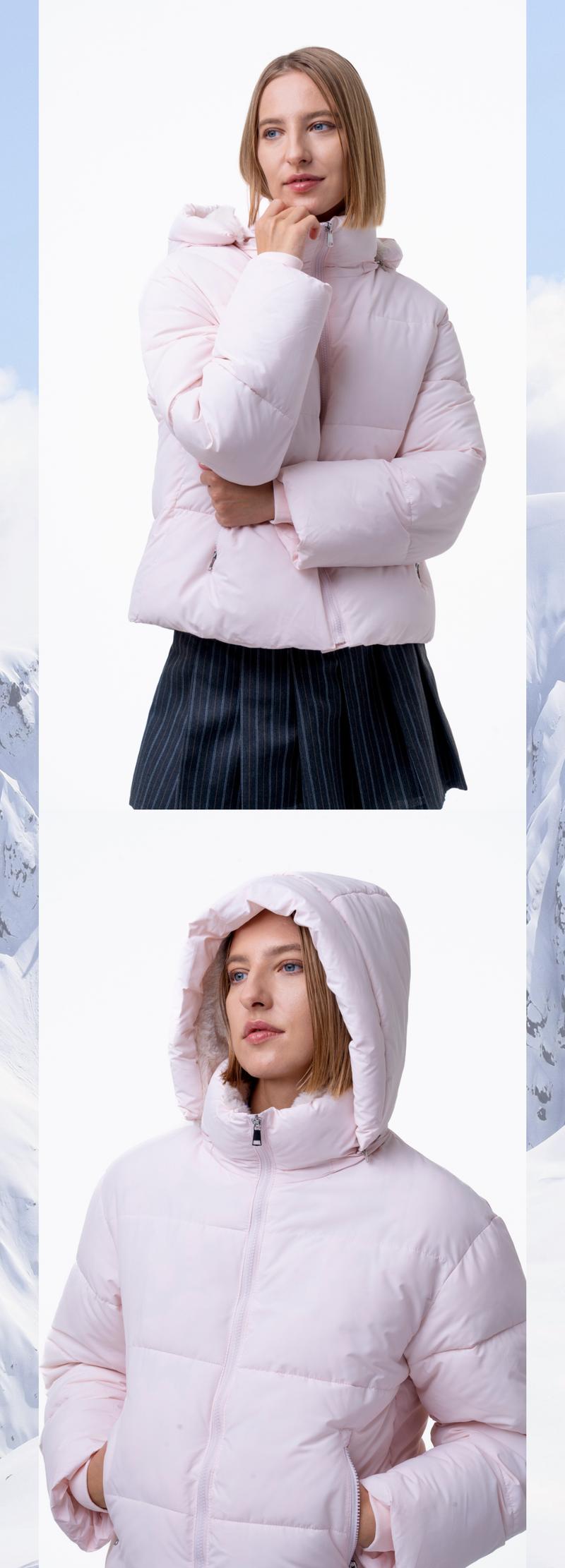 PUFFIT Womenswear Winter Comfort Minimalist Puffer Jackets with Removable Hood & Faux Fur Hooded,Lady Casual Outerwear Longsleeves Zip Pockets Warm Quilted Coat