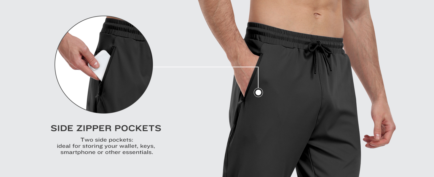 Mens Athletic Sweatpants with Zipper Pockets,Workout Gym Joggers Pants for Men