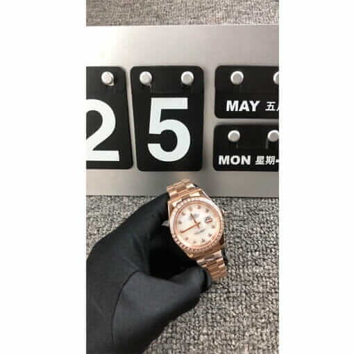 rolex datejust 279171 everose gold steel diamond automatic white dial replica