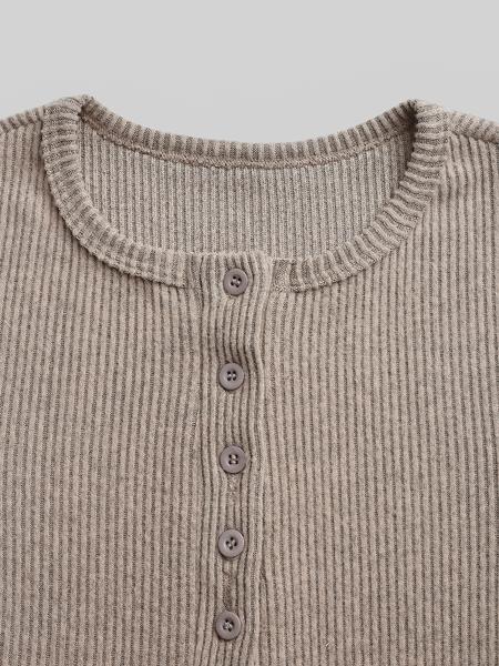 Women's Casual Slim-Fit Long Sleeve Top, Plain Round Neck Shirt for Fall & Winter, Fashionable Moderate Fabric Women's Clothing